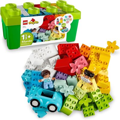 %%LEGO DUPLO Classic Brick Box Building Set%%, Donated by the Williams family; Brand new/never opened; Ages 18+ months; Includes 65 bricks plus a toy car with moving wheels, windows, flowers, 2 figures, and 1-2-3 number-learning bricks.