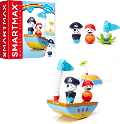 %%SmartMax My First Pirates Magnetic Building Play Set%%, Donated by the Boudreau family; Brand new in box; Ages 1-5; Magnetic building play set featuring pirate characters, flexible pieces, and a boat that doubles as an island; With high-quality, safe, and durable materials, you can feel confident that your child is playing with a product that will last; A 2023 ASTRA Play Award Winner.
