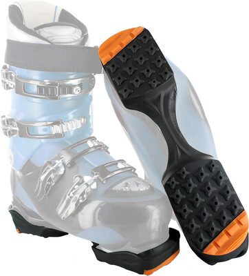 %%Yaktrax Ski Boot Tracks Traction and Protection Cleats%%, Donated by Julia Pakradooni; Brand new in box; Size small (Shoe Size: W 6.5-10/M 5-8.5); Traction cleats designed especially to fit on ski boots make it easier and safer to walk on snow, ice, and slippery surfaces; Dual-density outsole protects ski boots from excessive wear; Thick rubber heel tab makes it easy to put on and take off boots; Rounded tread adds traction and prevents snow buildup; Rocker sole design promotes a natural stride; Compact and foldable.