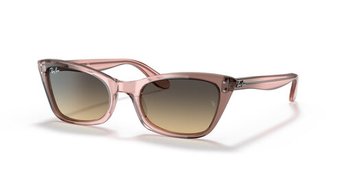 %%Ray-Ban Lady Burbank Cat Eye Sunglasses%%, Donated by the Cornell family; Brand new in case; RB2299; Color: Transparent pink/brown vintage; Lens Width: 52 Millimeters; To protect your eyes from harmful UV rays, these Ray-Ban sunglasses include lenses that are coated with 100% UV protection.