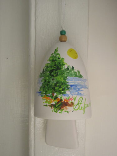 %%Stefan Pottery Hand-Painted Wind Chime%%, Donated by The Gathering, a group of anonymous donors; Excellent condition.